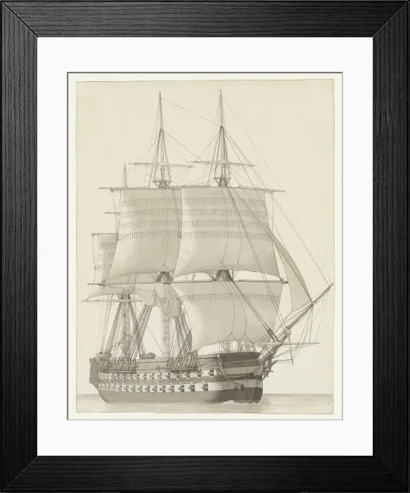 Framed Print : Vessel of the Russian Line (Vaisseau de ligne russe), 1827. Creator: CW Eckersberg Framed Print : Vessel of the Russian Line (Vaisseau de ligne russe), 1827. Creator: CW Eckersberg
