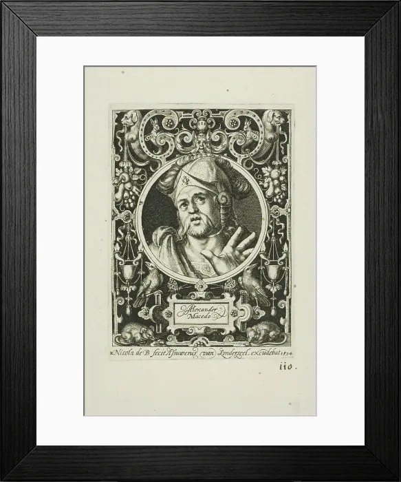 Framed Print : Alexander the Great, plate two from The Nine Worthies, 1594. Creator: Nicolaes de Bruyn Framed Print : Alexander the Great, plate two from The Nine Worthies, 1594. Creator: Nicolaes de Bruyn