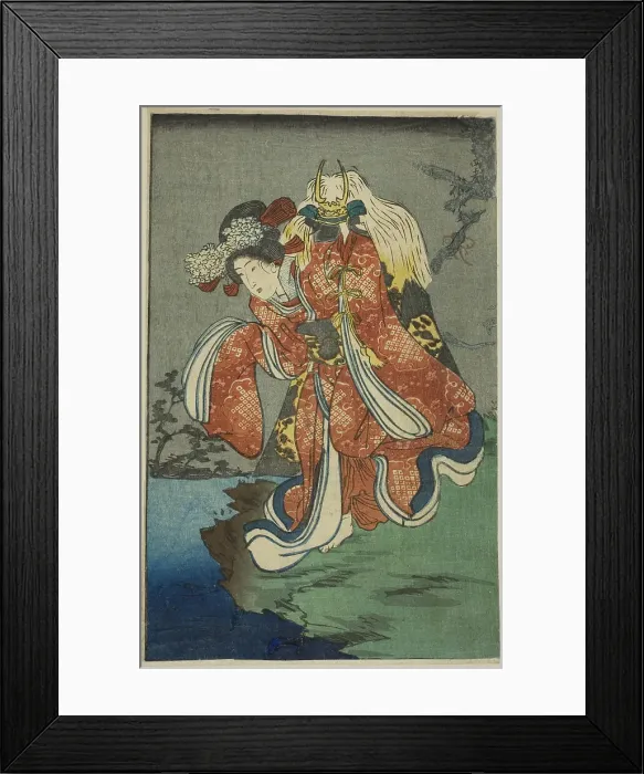 Framed Print : Shizuka Gozen, section of a sheet from the series A Harimaze Mirror of Joruri... 1854. Creator: Utagawa Kuniyoshi. Shizuka Gozen, section of a sheet from the series A Harimaze Mirror of Joruri... 1854. Creator: Utagawa Kuniyoshi Framed Print : Shizuka Gozen, section of a sheet from the series A Harimaze Mirror of Joruri... 1854. Creator: Utagawa Kuniyoshi. Shizuka Gozen, section of a sheet from the series A Harimaze Mirror of Joruri... 1854. Creator: Utagawa Kuniyoshi