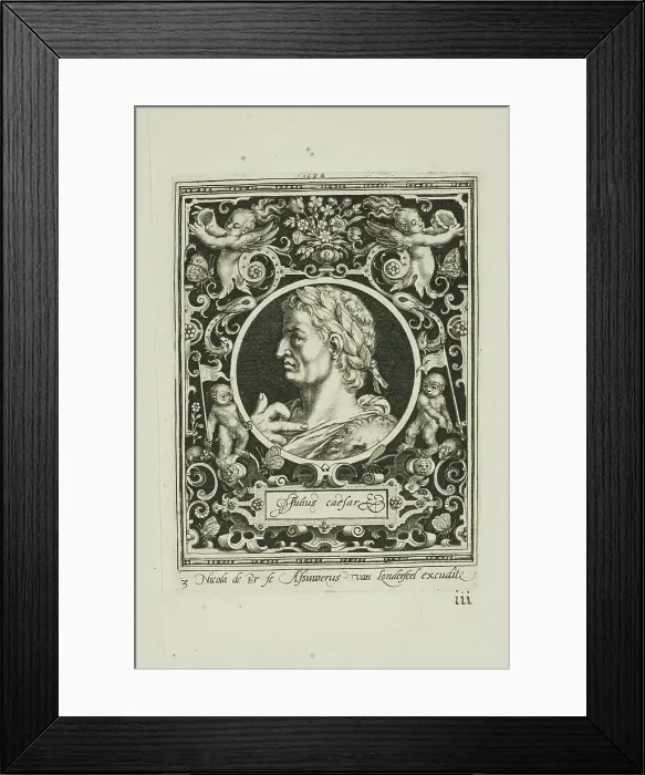 Framed Print : Julius Caesar, plate three from The Nine Worthies, 1594. Creator: Nicolaes de Bruyn Framed Print : Julius Caesar, plate three from The Nine Worthies, 1594. Creator: Nicolaes de Bruyn