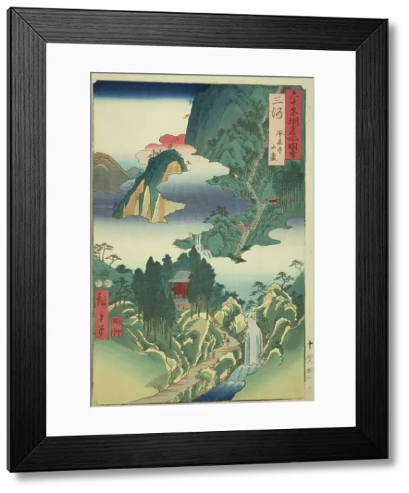 Framed Print : Mikawa Province: Horai Temple in the Mountains (Mikawa, Horaiji sangan), from the series... 1853. Creator: Ando Hiroshige. Mikawa Province: Horai Temple in the Mountains (Mikawa, Horaiji sangan), from the series... 1853 Framed Print : Mikawa Province: Horai Temple in the Mountains (Mikawa, Horaiji sangan), from the series... 1853. Creator: Ando Hiroshige. Mikawa Province: Horai Temple in the Mountains (Mikawa, Horaiji sangan), from the series... 1853