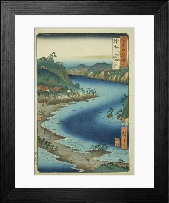 Framed Print : Totomi Province: The Narrow Inlet of Inasa near Kanzan Temple on Hamana Lake at Horie (Tot... 1853. Creator: Ando Hiroshige) Framed Print : Totomi Province: The Narrow Inlet of Inasa near Kanzan Temple on Hamana Lake at Horie (Tot... 1853. Creator: Ando Hiroshige)