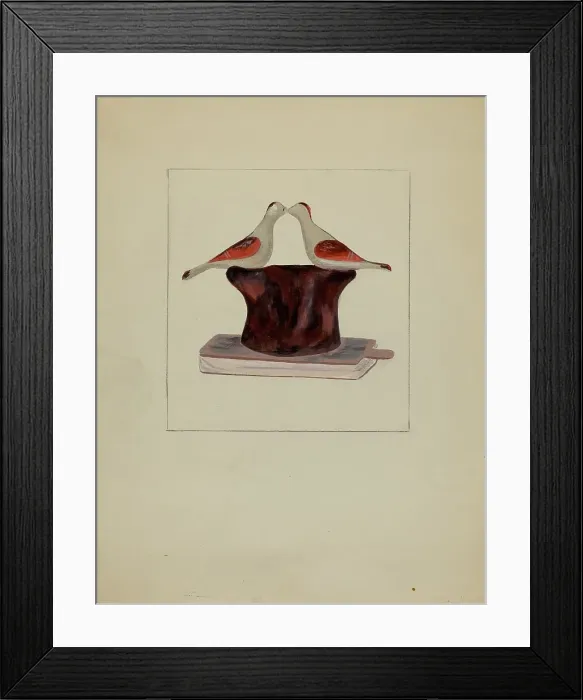 Framed Print : Pa. German Toy Lovebirds, c. 1936. Creator: Ruth Bialostosky Framed Print : Pa. German Toy Lovebirds, c. 1936. Creator: Ruth Bialostosky