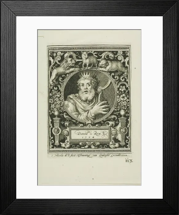 Framed Print : King David, plate five from The Nine Worthies, 1594. Creator: Nicolaes de Bruyn Framed Print : King David, plate five from The Nine Worthies, 1594. Creator: Nicolaes de Bruyn