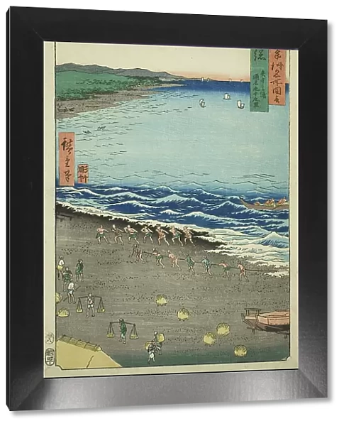 Kazusa Province: Yasashi Bay, also known as Kujukuri (Kazusa, Yasashika ura, torina Kujuku... 1853. Creator: Ando Hiroshige)