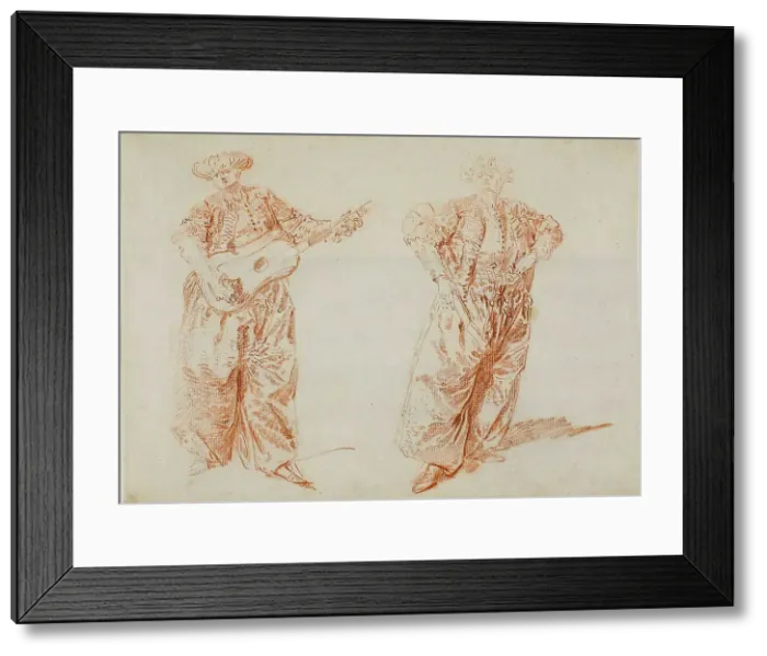 Framed Print : Two Studies of a Guitar Player in Turkish Costume, c. 1728. Creator: Nicolas Lancret Framed Print : Two Studies of a Guitar Player in Turkish Costume, c. 1728. Creator: Nicolas Lancret