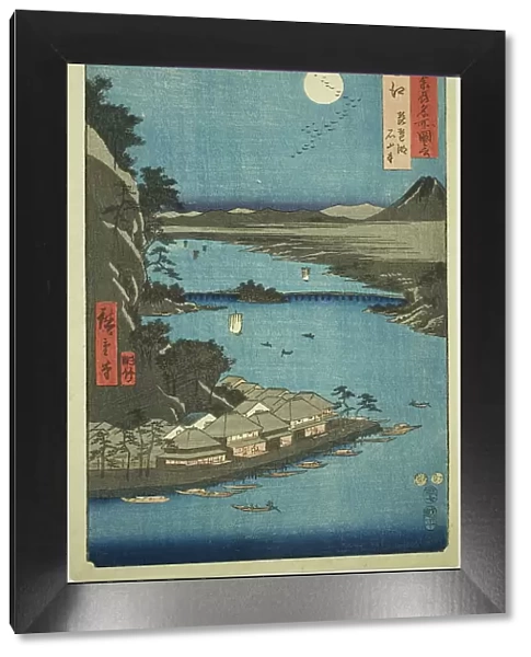 Omi Province: Lake Biwa and Ishiyama Temple (Omi, Biwako Ishiyamadera), from the series 'F... 1853. Creator: Ando Hiroshige. Omi Province: Lake Biwa and Ishiyama Temple (Omi, Biwako Ishiyamadera), from the series 'F... 1853