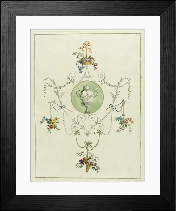 Framed Print : Decorative Floral Print, from A Collection of Flowers Drawn after Nature, 1793. Creator: John Edwards Framed Print : Decorative Floral Print, from A Collection of Flowers Drawn after Nature, 1793. Creator: John Edwards