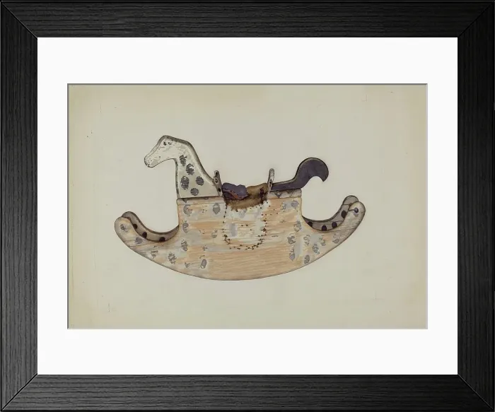 Framed Print : Wooden Rocking Horse, c. 1937. Creator: Laura Bilodeau Framed Print : Wooden Rocking Horse, c. 1937. Creator: Laura Bilodeau