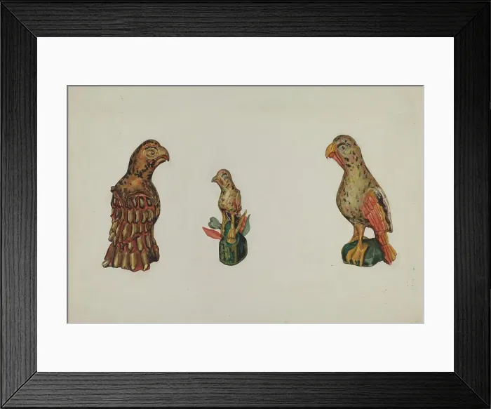 Framed Print : Pa. German Wooden Eagles, c. 1937. Creator: Laura Bilodeau Framed Print : Pa. German Wooden Eagles, c. 1937. Creator: Laura Bilodeau
