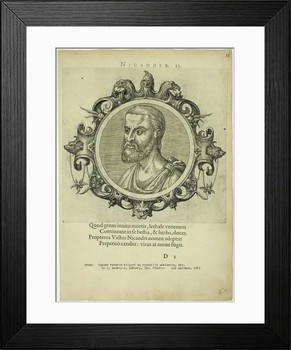 Framed Print : Portrait of Nicander, published 1574. Creators: Unknown, Johannes Sambucus Framed Print : Portrait of Nicander, published 1574. Creators: Unknown, Johannes Sambucus