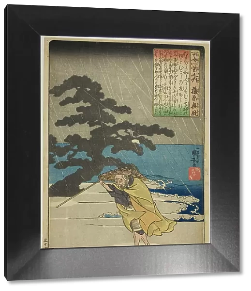 Fujiwara no Okikaze, from the series 'One Hundred Poems by One Hundred Poets...', c. 1842. Creator: Utagawa Kuniyoshi. Fujiwara no Okikaze, from the series 'One Hundred Poems by One Hundred Poets...', c. 1842. Creator: Utagawa Kuniyoshi