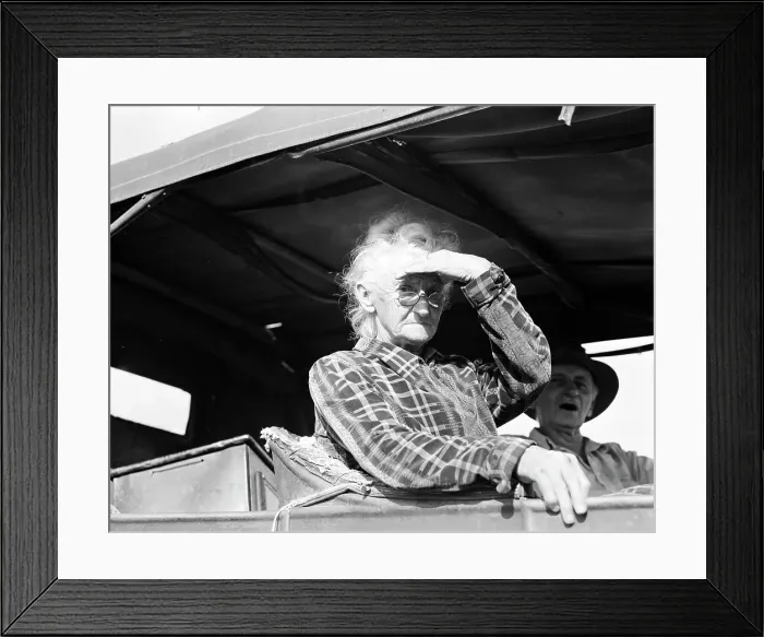 Framed Print : Eighty year old woman living in squatters camp on the outskirts of Bakersfield, California, 1936. Creator: Dorothea Lange Framed Print : Eighty year old woman living in squatters camp on the outskirts of Bakersfield, California, 1936. Creator: Dorothea Lange
