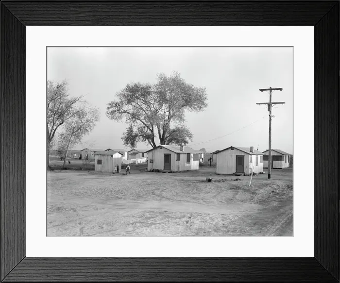 Framed Print : Housing for workers of the Frick Ranch, California, 1936. Creator: Dorothea Lange Framed Print : Housing for workers of the Frick Ranch, California, 1936. Creator: Dorothea Lange