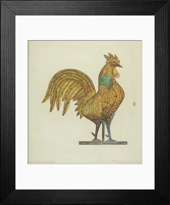 Framed Print : Gilded Weathercock, c. 1940. Creator: Laura Bilodeau Framed Print : Gilded Weathercock, c. 1940. Creator: Laura Bilodeau