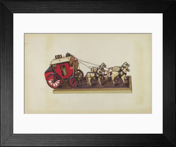 Framed Print : Wooden Model - Coach & Four Horses, c. 1937. Creator: Laura Bilodeau. Wooden Model - Coach & Four Horses, c. 1937. Creator: Laura Bilodeau Framed Print : Wooden Model - Coach & Four Horses, c. 1937. Creator: Laura Bilodeau. Wooden Model - Coach & Four Horses, c. 1937. Creator: Laura Bilodeau