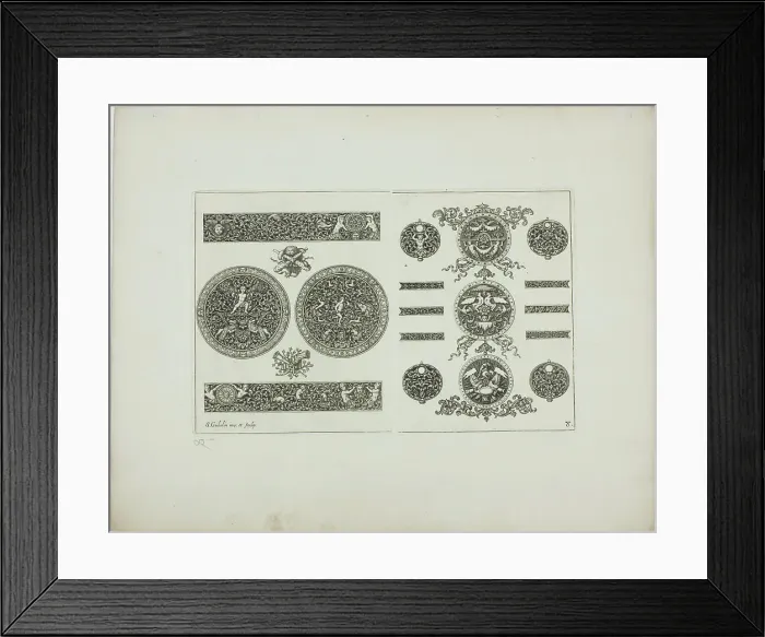 Framed Print : Plate Eight, from Book of Ornament, 1704. Creator: Simon Gribelin Framed Print : Plate Eight, from Book of Ornament, 1704. Creator: Simon Gribelin