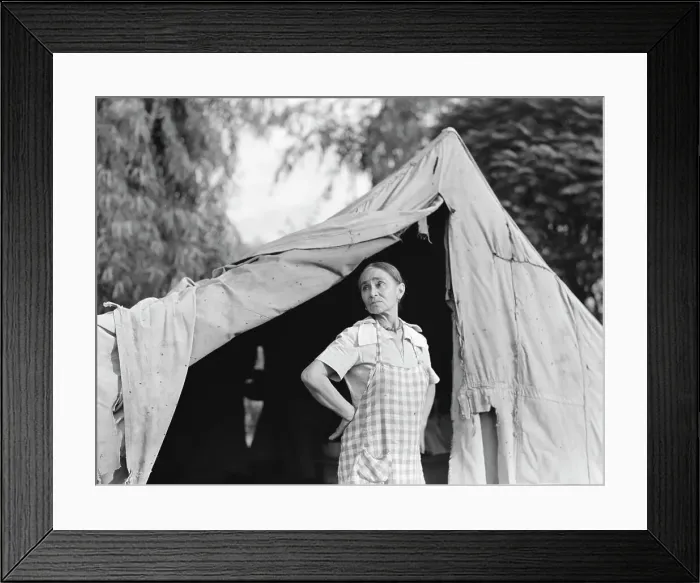 Framed Print : Migratory woman, Greek, living in a cotton camp near Exeter, California, 1936. Creator: Dorothea Lange Framed Print : Migratory woman, Greek, living in a cotton camp near Exeter, California, 1936. Creator: Dorothea Lange