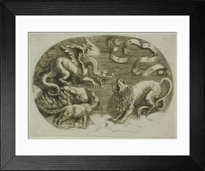 Framed Print : Lion, Dragon and Fox, 1520 / 30. Creator: Jean de Gourmont Framed Print : Lion, Dragon and Fox, 1520 / 30. Creator: Jean de Gourmont