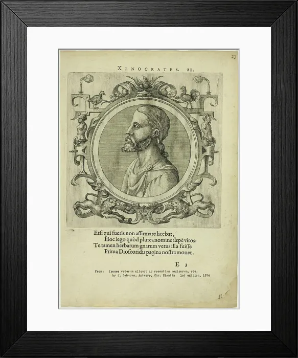 Framed Print : Portrait of Xenocrates, published 1574. Creators: Unknown, Johannes Sambucus Framed Print : Portrait of Xenocrates, published 1574. Creators: Unknown, Johannes Sambucus