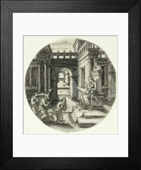 Framed Print : The Virgin Seated on an Altar, 1520 / 40. Creator: Jean de Gourmont Framed Print : The Virgin Seated on an Altar, 1520 / 40. Creator: Jean de Gourmont