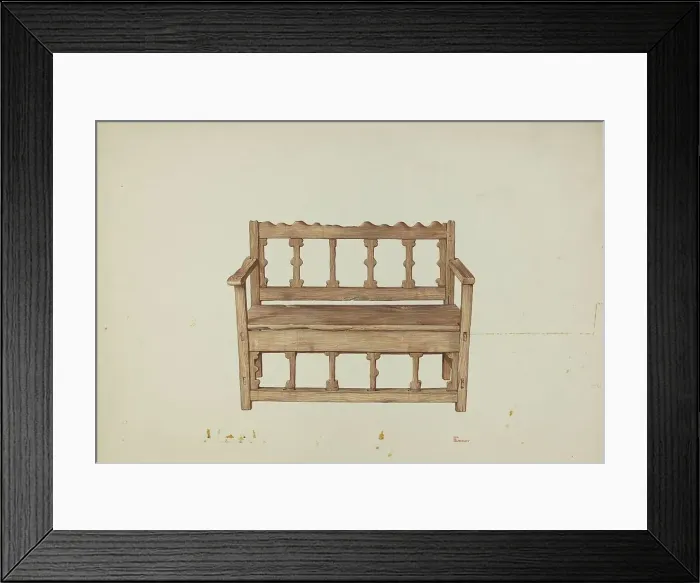Framed Print : Bench, 1935 / 1942. Creator: Hal Blakeley Framed Print : Bench, 1935 / 1942. Creator: Hal Blakeley