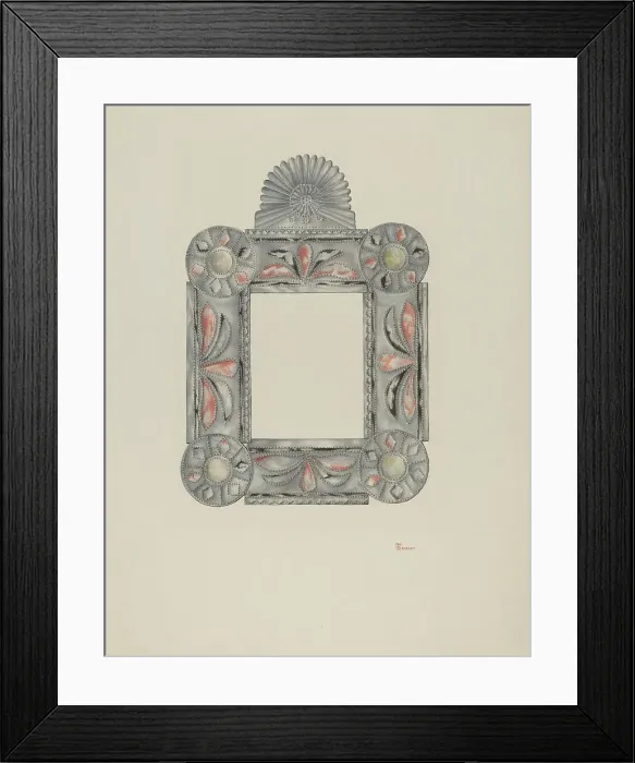 Framed Print : Cut Tin Picture Frame, c. 1940. Creator: Hal Blakeley Framed Print : Cut Tin Picture Frame, c. 1940. Creator: Hal Blakeley