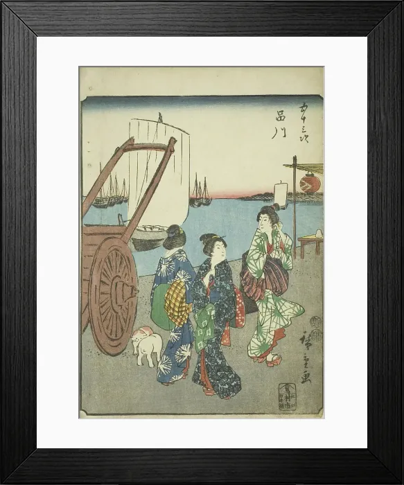 Framed Print : Shinagawa, from the series Fifty-three Stations [of the Tokaido] (Gojusan tsugi), also... 1852. Creator: Ando Hiroshige. Shinagawa, from the series Fifty-three Stations [of the Tokaido] (Gojusan tsugi), also... 1852