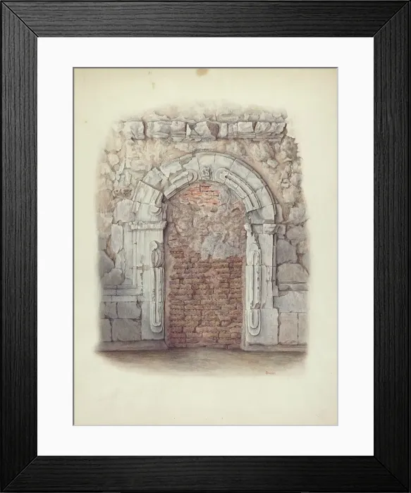 Framed Print : Stone Doorway, Carved, 1940. Creator: Hal Blakeley Framed Print : Stone Doorway, Carved, 1940. Creator: Hal Blakeley