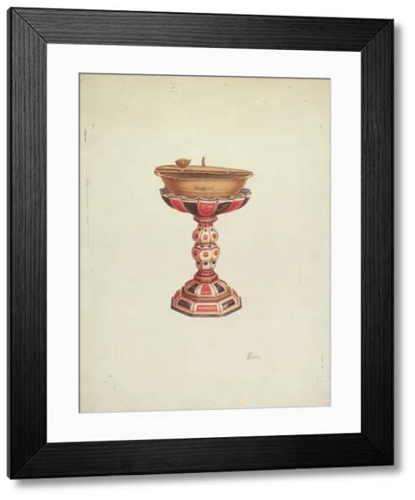 Framed Print : Baptismal Font and Stand, 1939. Creator: Hal Blakeley Framed Print : Baptismal Font and Stand, 1939. Creator: Hal Blakeley