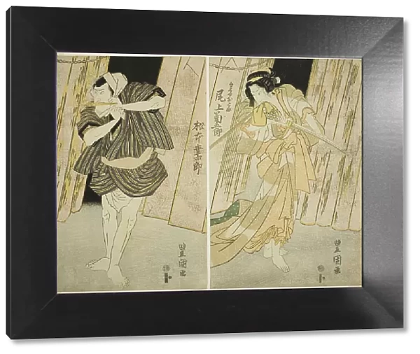 The Actors Onoe Kikugoro III (right) as Shirokiya Okoma and Matsumoto Koshiro V...c. 1816. Creator: Utagawa Toyokuni I