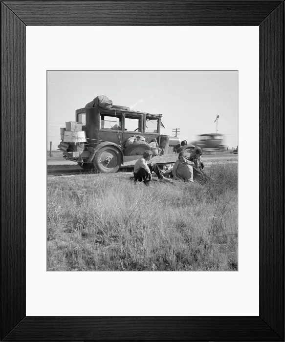 Framed Print : Depression refugee family from Tulsa, Oklahoma, arrived in California June 1936, 1936. Creator: Dorothea Lange Framed Print : Depression refugee family from Tulsa, Oklahoma, arrived in California June 1936, 1936. Creator: Dorothea Lange