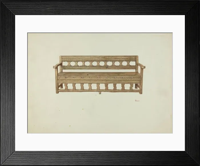Framed Print : Bench, 1937. Creator: Hal Blakeley Framed Print : Bench, 1937. Creator: Hal Blakeley
