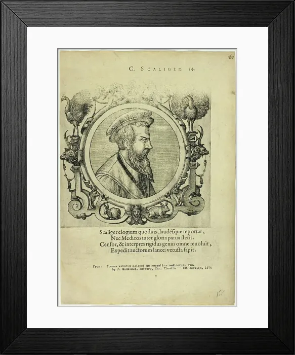 Framed Print : Portrait of C. Scaliger, published 1574. Creators: Unknown, Johannes Sambucus Framed Print : Portrait of C. Scaliger, published 1574. Creators: Unknown, Johannes Sambucus