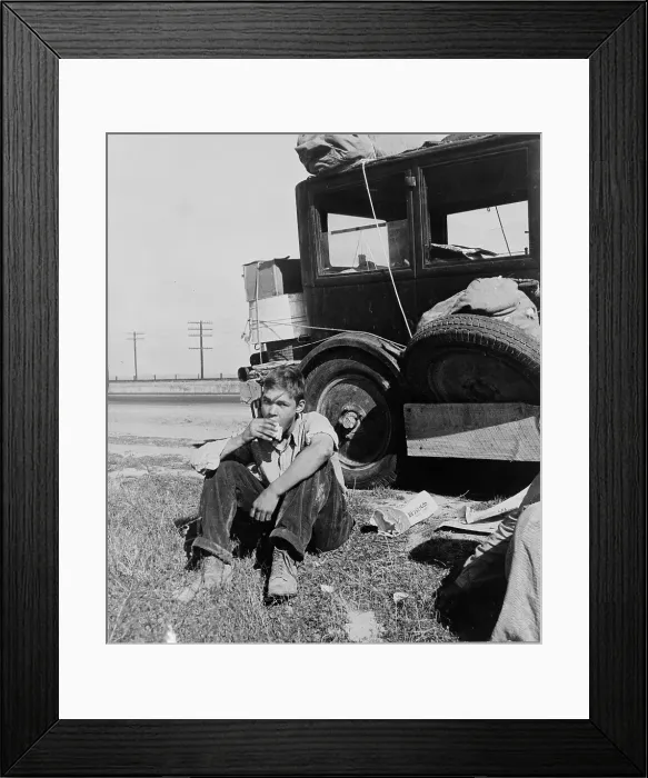 Framed Print : Son of depression refugee from Oklahoma now in California, 1936. Creator: Dorothea Lange Framed Print : Son of depression refugee from Oklahoma now in California, 1936. Creator: Dorothea Lange
