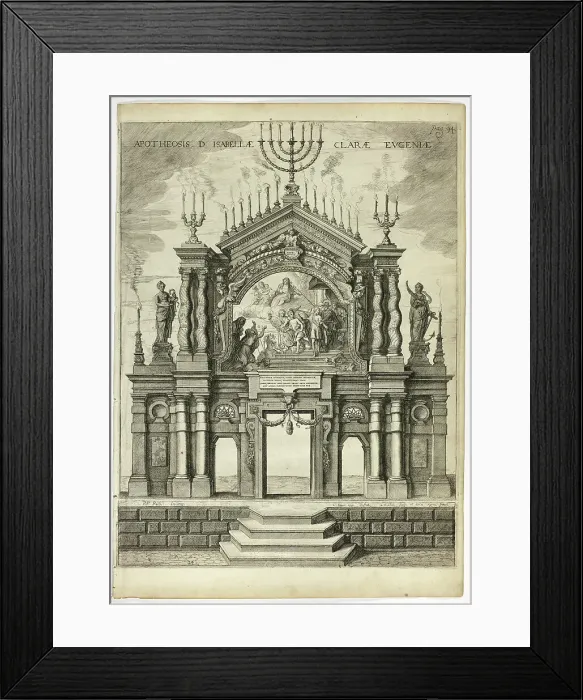 Framed Print : Stage in Memory of Isabella Clara Eugenia, plate 24 from Casperius Gevartius, Pompa Introi... 1642. Creator: Theodoor van Thulden Framed Print : Stage in Memory of Isabella Clara Eugenia, plate 24 from Casperius Gevartius, Pompa Introi... 1642. Creator: Theodoor van Thulden