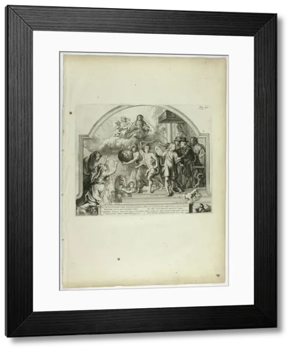 Framed Print : Philip IV Appointing Prince Ferdinand Governor of the Netherlands, plate 25 from Casperius... 1642. Creator: Theodoor van Thulden Framed Print : Philip IV Appointing Prince Ferdinand Governor of the Netherlands, plate 25 from Casperius... 1642. Creator: Theodoor van Thulden