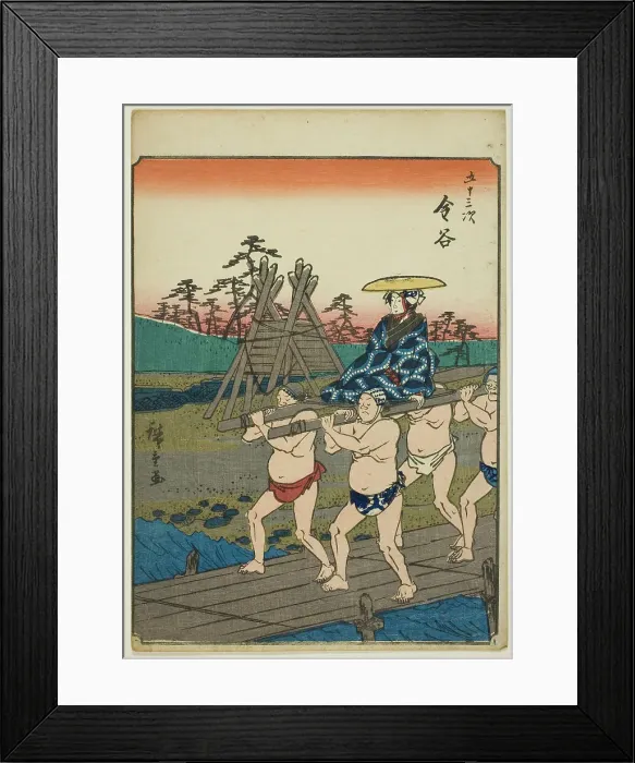 Framed Print : Kanaya, from the series Fifty-three Stations [of the Tokaido] (Gojusan tsugi), also known...1852. Creator: Ando Hiroshige. Kanaya, from the series Fifty-three Stations [of the Tokaido] (Gojusan tsugi), also known...1852