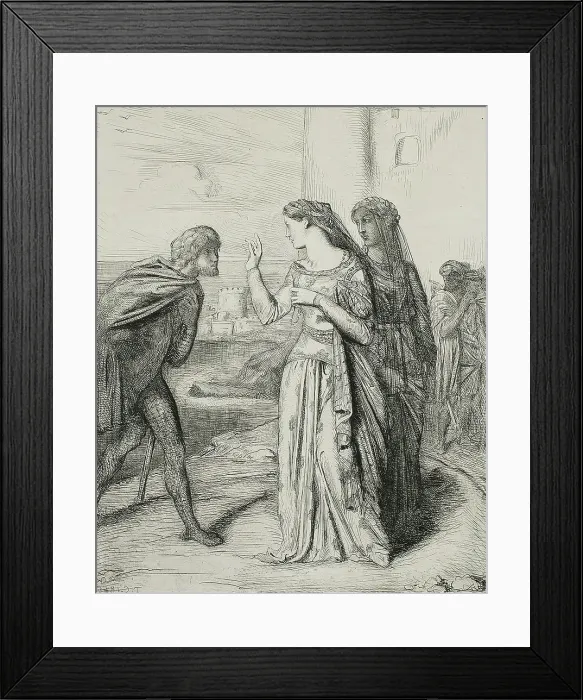 Framed Print : Therefore be merry, Cassio, plate six from Othello, 1844. Creator: Theodore Chasseriau