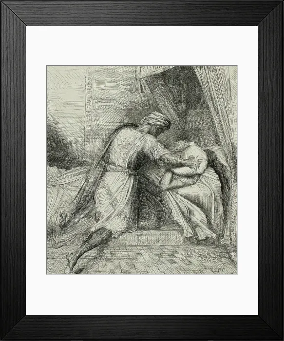 Framed Print : He Smothers Her, plate thirteen from Othello, 1844. Creator: Theodore Chasseriau Framed Print : He Smothers Her, plate thirteen from Othello, 1844. Creator: Theodore Chasseriau