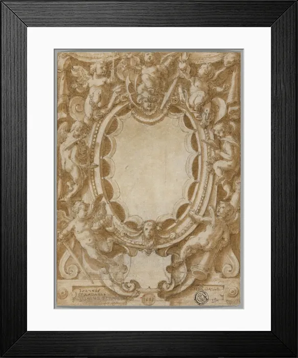 Framed Print : Design for Frontispiece to the Seven Virtues, 1598. Creator: Joannes Stradanus Framed Print : Design for Frontispiece to the Seven Virtues, 1598. Creator: Joannes Stradanus