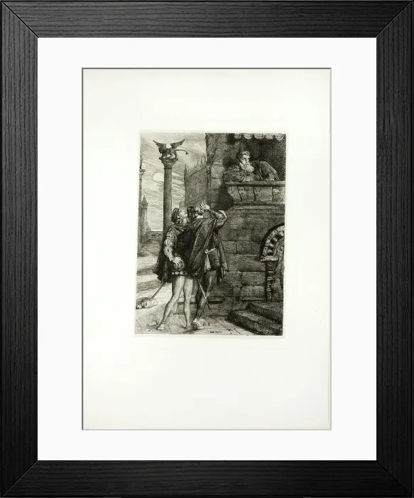 Framed Print : Owake! what ho! Brabantio! thieves! thieves!, plate one from Othello, 1844. Creator: Theodore Chasseriau Framed Print : Owake! what ho! Brabantio! thieves! thieves!, plate one from Othello, 1844. Creator: Theodore Chasseriau