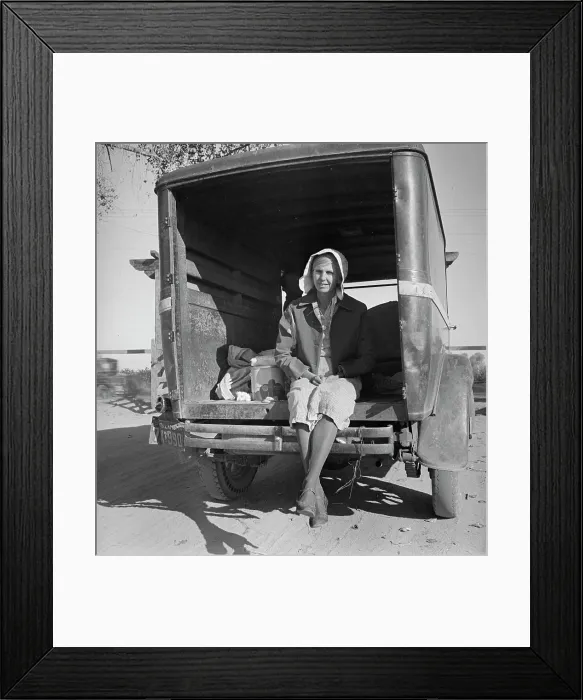 Framed Print : Migrant cotton picker on way to field, Kern migrant camp, California, 1936. Creator: Dorothea Lange Framed Print : Migrant cotton picker on way to field, Kern migrant camp, California, 1936. Creator: Dorothea Lange