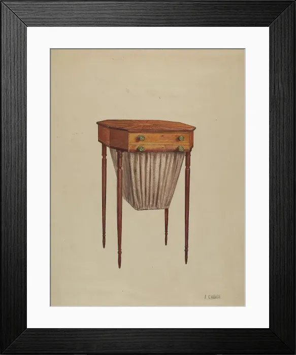 Framed Print : Sewing Table, 1936. Creator: Florence Choate Framed Print : Sewing Table, 1936. Creator: Florence Choate