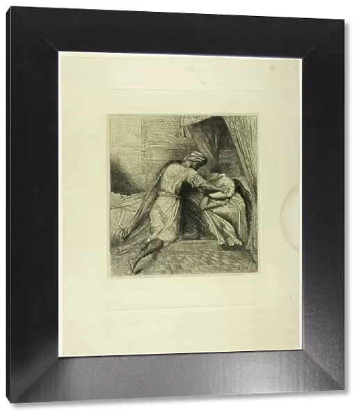 He Smothers Her, plate thirteen from Othello, 1844. Creator: Theodore Chasseriau