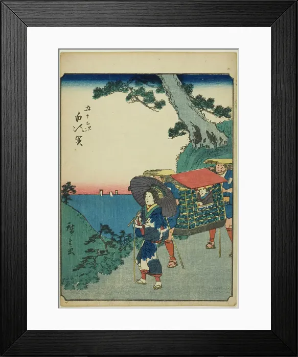 Framed Print : Shirasuka, from the series Fifty-three Stations [of the Tokaido] (Gojusan tsugi), also... 1852. Creator: Ando Hiroshige. Shirasuka, from the series Fifty-three Stations [of the Tokaido] (Gojusan tsugi), also... 1852
