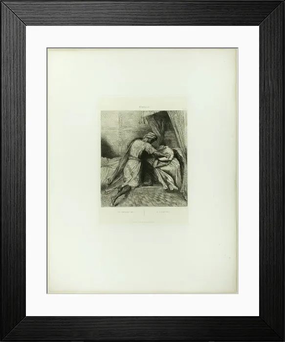 Framed Print : He Smothers Her, plate thirteen from Othello, 1844. Creator: Theodore Chasseriau Framed Print : He Smothers Her, plate thirteen from Othello, 1844. Creator: Theodore Chasseriau