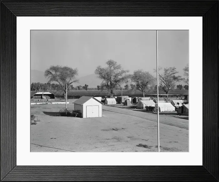 Framed Print : View of Kern migrant camp, community center at left, California, 1936. Creator: Dorothea Lange Framed Print : View of Kern migrant camp, community center at left, California, 1936. Creator: Dorothea Lange