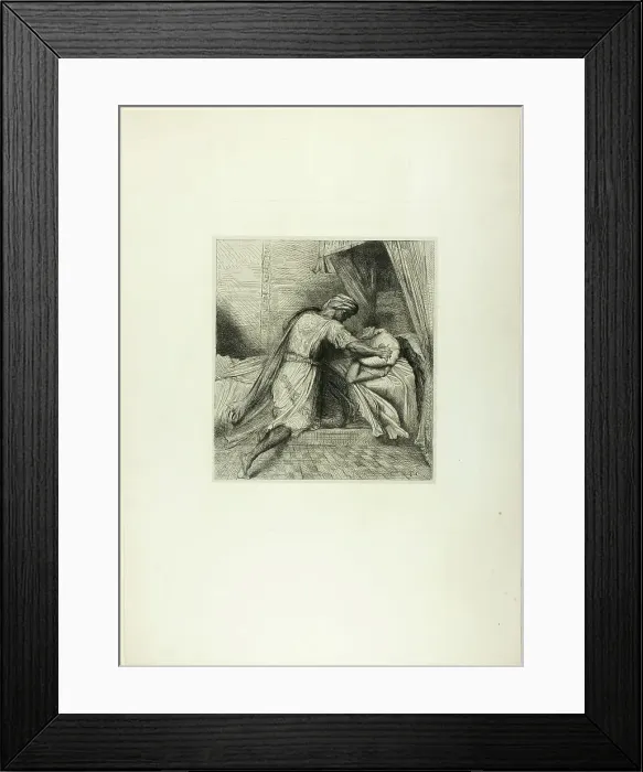 Framed Print : He Smothers Her, plate thirteen from Othello, 1844. Creator: Theodore Chasseriau Framed Print : He Smothers Her, plate thirteen from Othello, 1844. Creator: Theodore Chasseriau