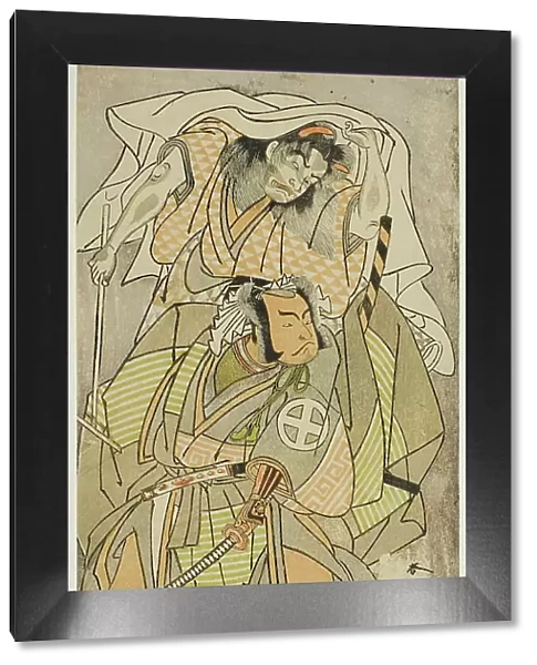 The Actors Otani Hiroji III as Koga Saburo, and Ichimura Uzaemon IX as the Devil of Kog... c. 1771. Creator: Shunsho